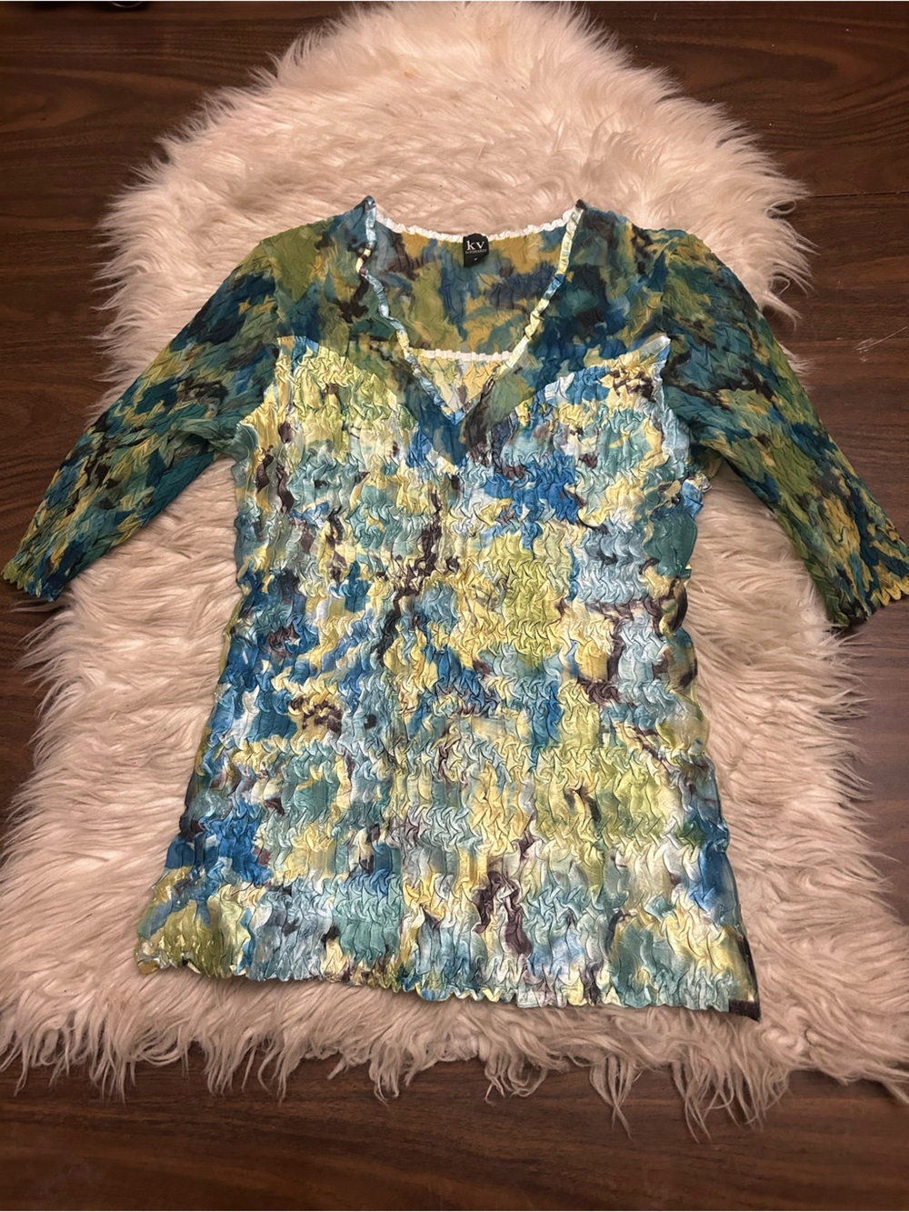 KV BY KOMAROV Kringle Style Blouse Sheer Arm & Top *Wearable Art* - Picture 3 of 12